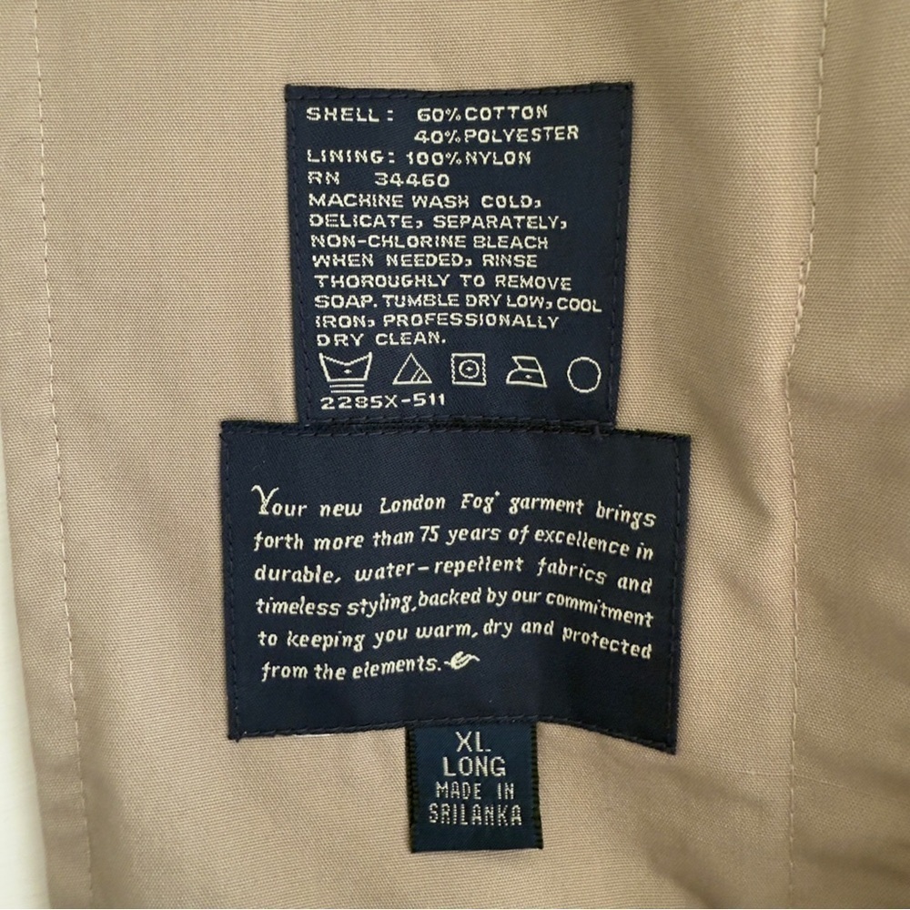 Men’s Vintage 90’s London Fog Insulated Trench Rain Coat - Picture 9 of 10